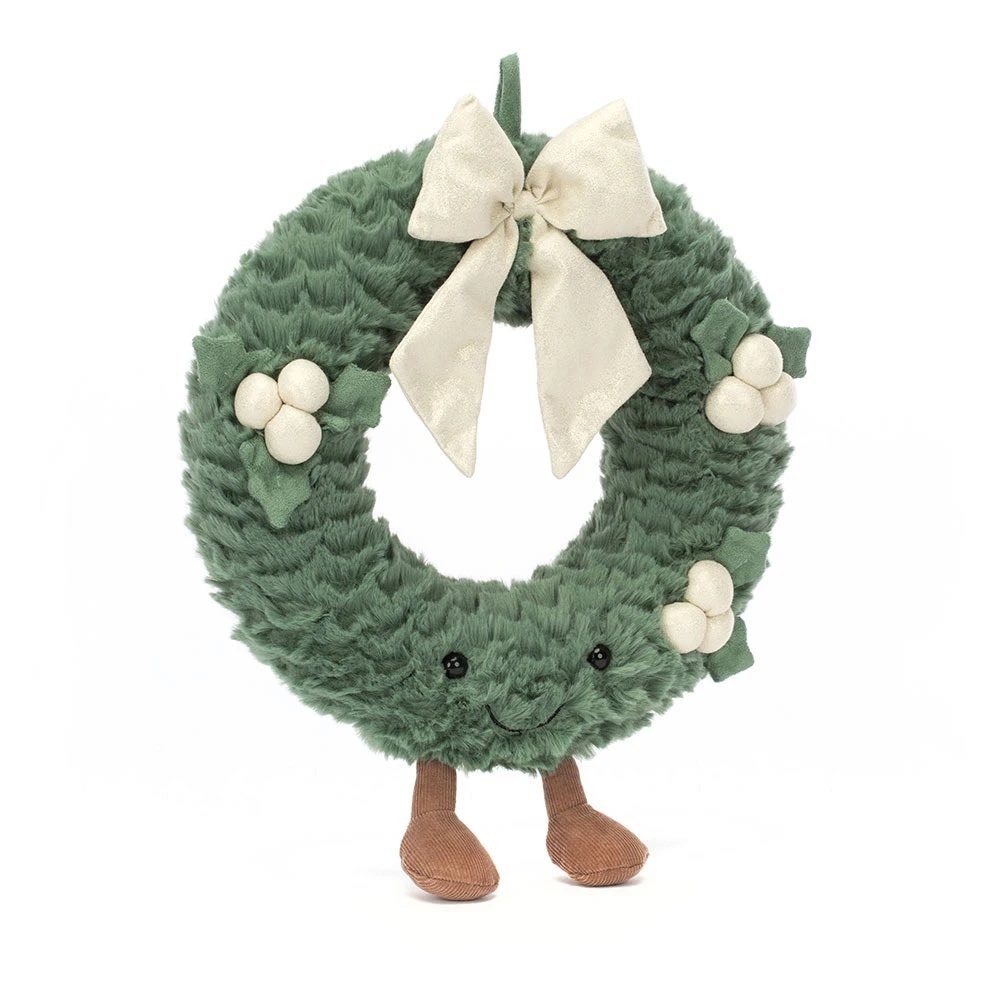 Jellycat Amuseables Gold Wreath Little Retired Green Christmas Soft Plush NEW